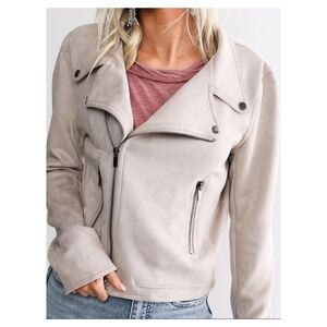 Buckle Shinestar Faux Suede Jacket